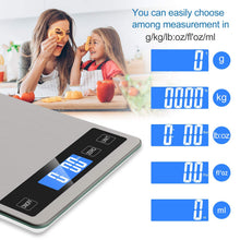 Carica l'immagine nel visualizzatore di Gallery, Bilancia Da Cucina Digitale, 5 kg, Elettronica In Acciaio Inox, Elegante Alimentare Ultra Sottile, Per Casa, Con Display Lcd, Funzione Tara