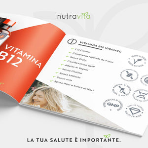 Vitamina B12 1000 mcg - 365 Compresse (Fornitura 12 mesi di Metilcobalamina Vegana) - Contribuisce alla Riduzione di Stanchezza e Affaticamento - Prodotto da Nutravita