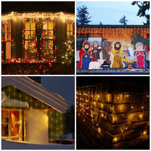 Carica l&#39;immagine nel visualizzatore di Gallery, Luci Natale Esterno Cascata, BrizLabs 8.8M 360 LED Tenda Luminosa Catena Luminosa Interno Luci Stringa Decorazione Natalizie 8 Modalità con Telecomando per Casa Feste Giardino Finestra, Bianco Caldo
