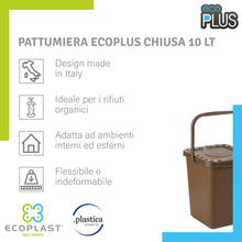 Carica l'immagine nel visualizzatore di Gallery, Ecoplast Pattumiera per Raccolta Differenziata, Apertura a Libro, Flessibile e Indeformabile, Resiste a tutte le Temperature, Interno ed Esterno, Oltre 80% Plastica Riciclata, Made in Italy, Marrone