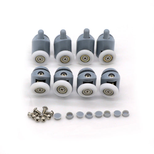 Ruote per porta della doccia, set di 8 guide anta doccia 23 mm, grey