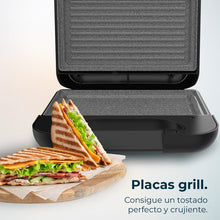Carica l'immagine nel visualizzatore di Gallery, Cecotec Tostapane Rock'nToast Grill +, 800 W di potenza, rivestimento pietra RockStone, antiaderente, acciaio inossidabile, rivestimento ecologico senza PFOA