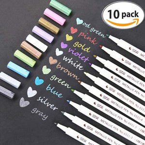 Metallic Marker Penne, Lypumso 10 Pezzi Colori Assortiti 10, Multicolore - Ilgrandebazar