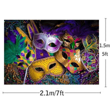 Carica l&#39;immagine nel visualizzatore di Gallery, Viola Oro Verde Perline Festa in Maschera Fotografia Sfondo Vinile 7x5ft per... - Ilgrandebazar