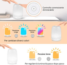 Carica l'immagine nel visualizzatore di Gallery, Lampada da Comodino LED, Tanbaby Lampada Notturna LED con 3 Luminosità di Luce Calda+ Luce Muliticolore Regolabile RGB Lampada da Comodino per camera da letto, soggiorno, ufficio, esterno e festa