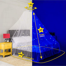 Carica l&#39;immagine nel visualizzatore di Gallery, Baldacchino Glow in the Dark per Letto per Bambini o Culla Tenda Gioco Zanzariera Grande con Stelle Luminose
