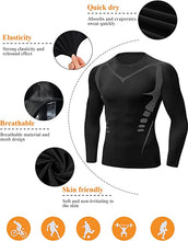 Carica l&#39;immagine nel visualizzatore di Gallery, Terecey Maglia Compressione Fitness Tecnica Uomo Manica Lunga Traspirante ad Asciugatura Rapida Sportiva T-Shirt