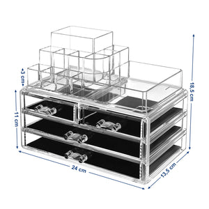 SONGMICS Organizzatore per Cosmetici 24 x 14 x 19 cm, Trasparente - Ilgrandebazar