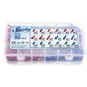 360pcs Connettori Elettrici, Geepro misto Assortiti Lug Kit Isolato - Ilgrandebazar