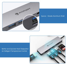 Carica l&#39;immagine nel visualizzatore di Gallery, Hub USB C Adattatore Multiporta 7 in 1 C Portatile 6-1, Grigio