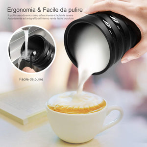 Montalatte Elettrico Riscaldatore per Monta latte caldo e freddo,Doppio Rivestimento Antiaderente,Montalatte Automatico con Bollitore,Perfetto per Cappuccino,Macchiato,Latte