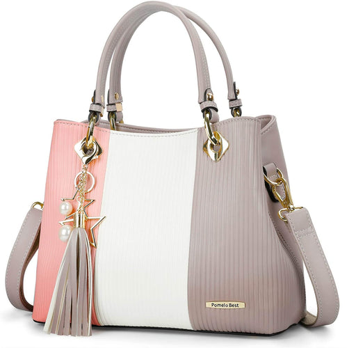 Pomelo Best Borsa a mano Donne Pelle Spalla Tracolla Tote Grigio Grande