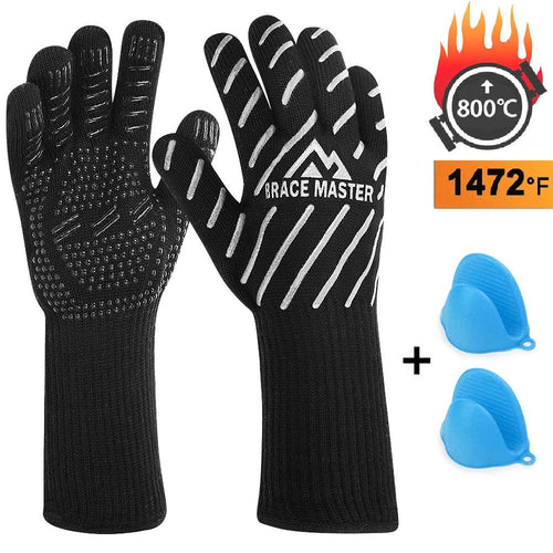 Guanti da Barbecue, Resistenti al Calore Fino a 800 ° C, con Medium, Silver - Ilgrandebazar