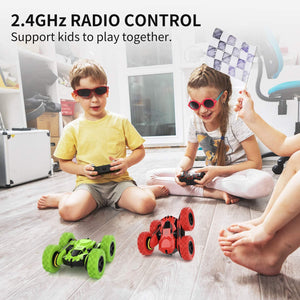 SGILE Ricaricabile Macchina Telecomandata per Bambini, 4WD Auto Telecomandata con Batteria Ricaricabile, RC Macchina Acronazia Rotazione a 360 Gradi Regalo Verde