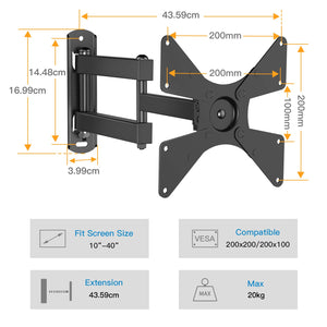 Supporto TV universale, Orientare, 10-40 Pollici / Inclinable y Giratorio - Ilgrandebazar