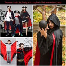 Carica l'immagine nel visualizzatore di Gallery, Kbnian Mantello con Cappuccio Mantello Reversibile Costume Travestimento Trucco Vampiro Mantello Cappuccio Nero Rosso per Bambini o Aulti Halloween Dracula Cosplay (120cm / 47")