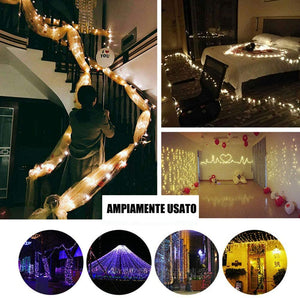 JUMKEET Catena Luminosa, 10m 100LED Luci Brillanti Filo di Rame - Impermeabile Presa Ideale per Compleanno Decorazioni Natalizie Feste di Natale Ecc Luce Bianca Calda [2 Pacchi]