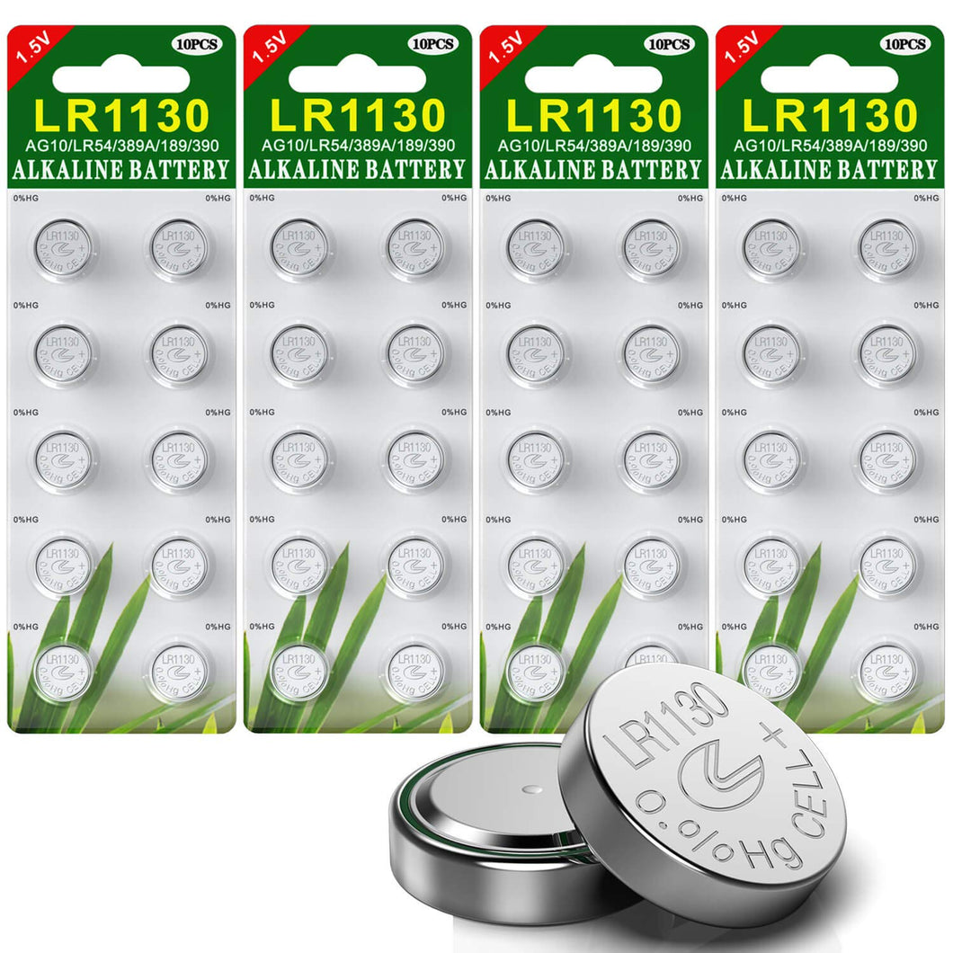 Confezione da 40 pacchi batteria alcalina AG10(LR1130) --- 40 Pezzi, Argento - Ilgrandebazar