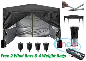 Mcc® Gazebo Impermeabile Premier 3x3M Pieghevole, Tendone a nero - Ilgrandebazar