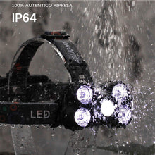Carica l&#39;immagine nel visualizzatore di Gallery, COOLEAD Torcia Frontale Zoomable 4 Modalità 5 LED Ricaricabile Black - Ilgrandebazar
