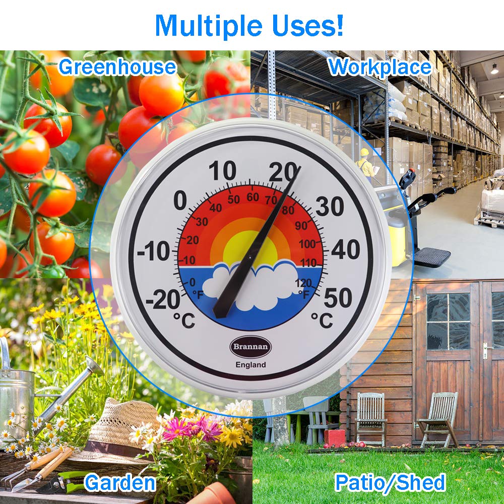 Grande termometro da esterno – 380 mm termometro da giardino esterno per  uso in giardino, serra, terrazza, terrazza solarium, riparazione, parete