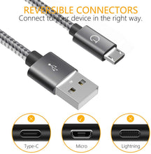 Carica l'immagine nel visualizzatore di Gallery, Gritin Cavo Micro USB, [3 Pezzi:1m,1.5m,2m] Nylon Intrecciato Cavo USB Micro USB-Trasferimento Dati e Ricarica per Android, Samsung, Nexus, LG, Sony, HTC, Motorola, Kindle, Nokia e Altri(Grigio)