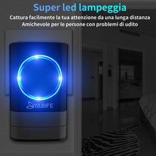 Carica l'immagine nel visualizzatore di Gallery, Yabife Campanello Senza Fili, Campanelli Wireless Impermeabile da Esterno per Casa Ufficio, 45 Melodie e 4 Livelli di Volume, Indicatori LED, Portata 300m (1 Trasmettitore + 1 Ricevitori, Nero)