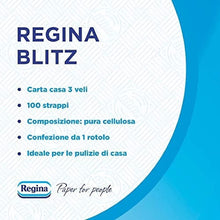 Carica l&#39;immagine nel visualizzatore di Gallery, Regina Blitz Carta Casa, Confezione da 1 Rotolo, 100 Maxi-Fogli a 3 Veli, Confezione in Carta Riciclabile, Pulisci e Asciughi in un Lampo, Carta 100% Certificata FSC
