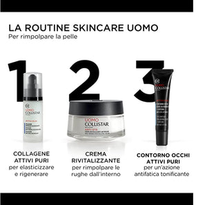 Collistar Attivi Puri Uomo Collagene Anti- rughe Rigenerante, Siero ricompattante idratante elasticizzante, Uso quotidiano, Anche dopo la rasatura, Ideale anche per pelli sensibili, 30 ml