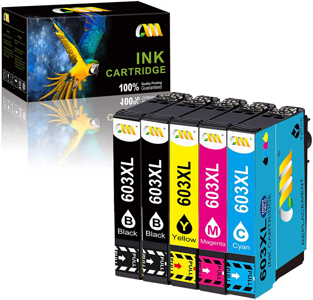 603XL Cartucce Compatibili Epson 603 XL per Epson XP-3100 XP-4100 XP-2100 XP-2105 XP-3105 XP-4105 WF-2810 WF-2830 WF-2835 WF-2850, Confezione da 5 (2 Nero,1 Ciano,1 Magenta,1 Giallo)