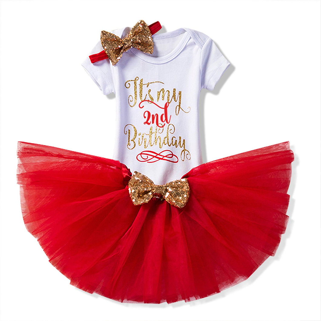 NNJXD Ragazza Neonata è Il Mio 1 ° Compleanno 3 Pezzi 2 anni, Rosso(2 Anni) - Ilgrandebazar