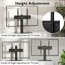 Carica l'immagine nel visualizzatore di Gallery, BONTEC Supporto da Tavolo per TV da 26-55 Pollici, Regolabile in Altezza e Girevole Piedistallo per TV Max VESA 400x400 mm, che Regge fino a 45 kg