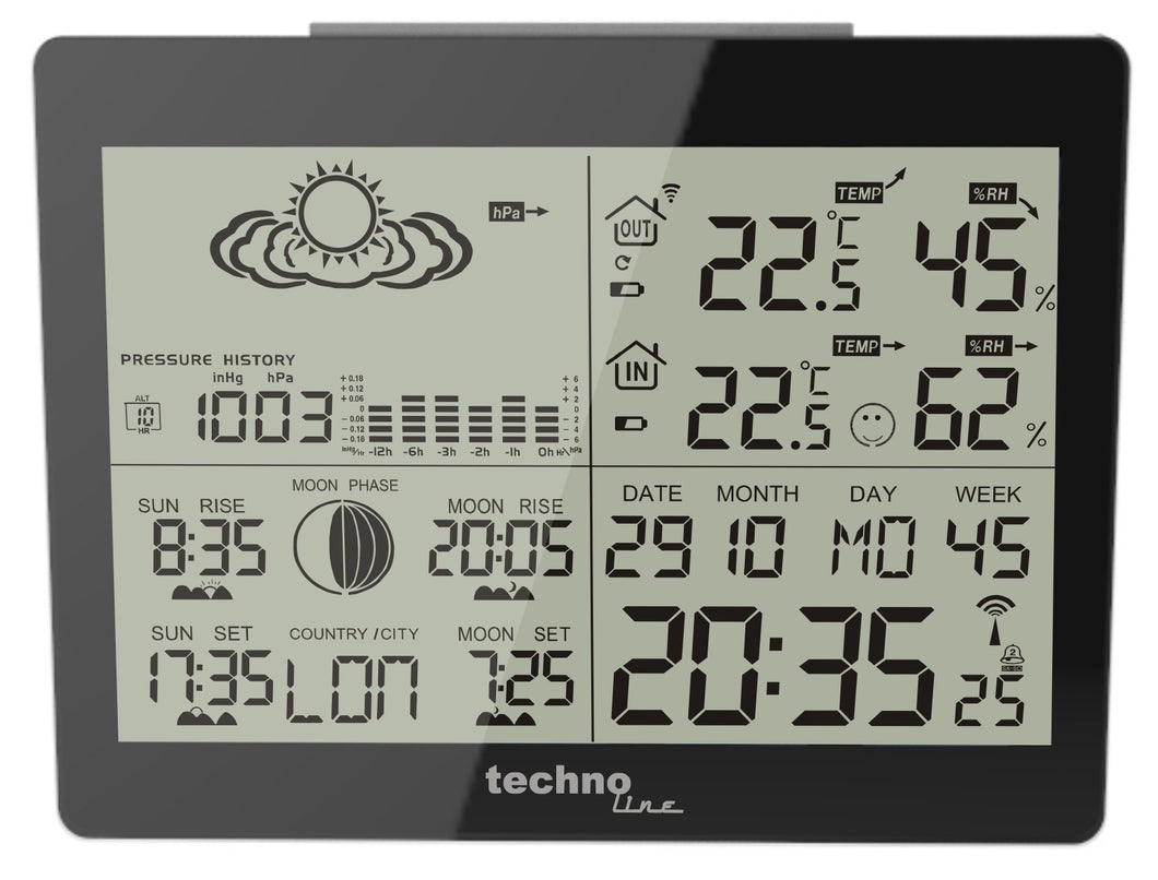 Technoline WS 6760 Stazione Meteo, Nero 14.5x4.5x11 cm, - Ilgrandebazar