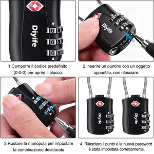 Diyife TSA Lucchetti, [Versione più Recente] [2 Confezioni] Lucchetto Nero - Ilgrandebazar