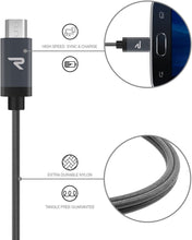 Carica l&#39;immagine nel visualizzatore di Gallery, Cavo Micro USB [ 1M - 2Pezzi ] Rampow Trasferimento Dati e Ricarica Rapida, Antigroviglio Nylon, Cavo USB Micro USB Compatibile per Samsung S7/S6, Xiaomi, Huawei - Grigio siderale