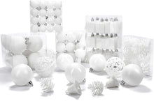 Carica l&#39;immagine nel visualizzatore di Gallery, Brubaker Set di 101 Accessori Decorativi per L&#39;Albero di Natale - addobbi Natalizie in Color Bianco - Diverse Forme di Palline ed Un Puntale per Albero di Natale