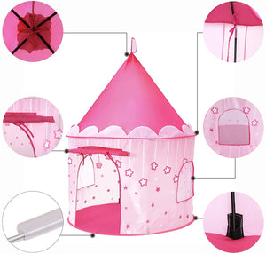 SONGMICS Tenda da Gioco Castello da Principessa per Ragazze e Bambini, Casetta dei Giochi per Interni ed Esterni, Tenda Portatile, Regalo per Bambini, Rosa LPT01PK