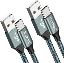 Carica l'immagine nel visualizzatore di Gallery, GIANAC Cavo USB C, [2Pezzi, 2m 2m] Nylon Intrecciato 3A Rapida Ricarica Cavo USB Tipo C per Samsung S8 S9 S10 A30 A40 A50 A70 A20e,Huawei P9 P20 P10 P30,Xiaomi,Sony,Gopro,OnePlus 2M+2M