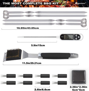 Romanticist 20pc Utensili Barbecue in Acciaio 44 x 8.8 x 19 cm, 20PCS - Ilgrandebazar