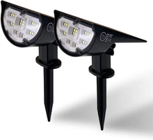Carica l'immagine nel visualizzatore di Gallery, Lampade solari per esterni, a LED con picchetto, 2 livelli di luminosità, 18 LED 6000 K, IP65, impermeabile, per patio, percorso cortile, giardino, confezione da 2