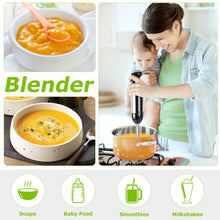 Carica l'immagine nel visualizzatore di Gallery, Bonsenkitchen Frullatore a Immersione Multifunzione 4 in 1, Minipimer in Acciaio Inox, 1000 W, 20 Velocità Regolabili, con Frusta, Tritatutto da 500 ml e Misurino da 700 ml, HB3203