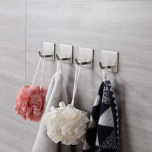 Carica l&#39;immagine nel visualizzatore di Gallery, Ganci Appendiabiti da Parete in Acciaio Inox (4 Pezzi) Set di Porta Asciugamani Adesivo Bagno Impermeabile Ganci Adesivi per Asciugamani, Cappotti, Borsetta, Presine da Cucina, Bagno, ecc.