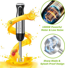 Carica l'immagine nel visualizzatore di Gallery, Bonsenkitchen Frullatore a Immersione Multifunzione 4 in 1, Minipimer in Acciaio Inox, 1000 W, 20 Velocità Regolabili, con Frusta, Tritatutto da 500 ml e Misurino da 700 ml, HB3203