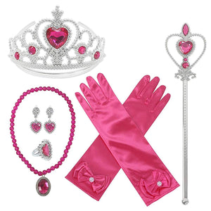 L-Peach Ragazze Principessa Rose Vestito Up 4 pezzi Accessori Guanti Tiara... - Ilgrandebazar