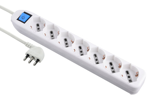 Electraline 62078 Multipresa 7 Posti polivalenti (Schuko + 10/16A) con Bianco - Ilgrandebazar