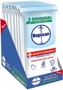 Napisan, 320 Salviette Igienizzanti, Multisuperfici e Biodegradabili, 8 Confezioni da 40 Pezzi, Formula 0%