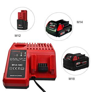 FengBP® Sostituzione caricabatterie per Milwaukee Ladegeräte M18 M12, Rosso - Ilgrandebazar