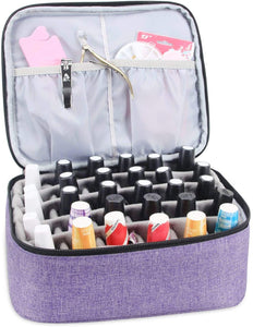 Luxja organizer smalti per unghie, borsa smalti per unghie, valigetta smalti per unghie- Contiene 30 flaconi (15 ml - 0,5 fl.oz), busta di stoccaggio a doppio strato per smalti e manicure, Viola