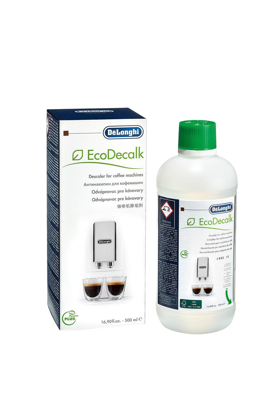 De'Longhi DLSC500 ECODECALK Decalcificante Macchine Caffè Ecologico, Ingredienti da Materie Prime Naturali, 500 ml