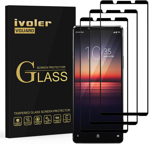 iVoler 3 Pezzi Pellicola Vetro Temperato per Sony Xperia 1 II (2ᵃ Generazione), [Copertura Completa] Pellicola Protettiva Protezione per Schermo per Sony Xperia 1 II